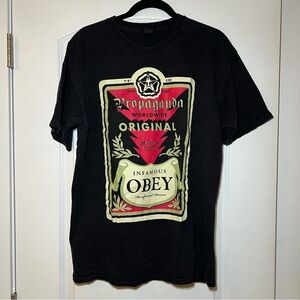 Obey Propaganda World Wide Infamous OBEY Logo T Shirt Size L Made In Mexico